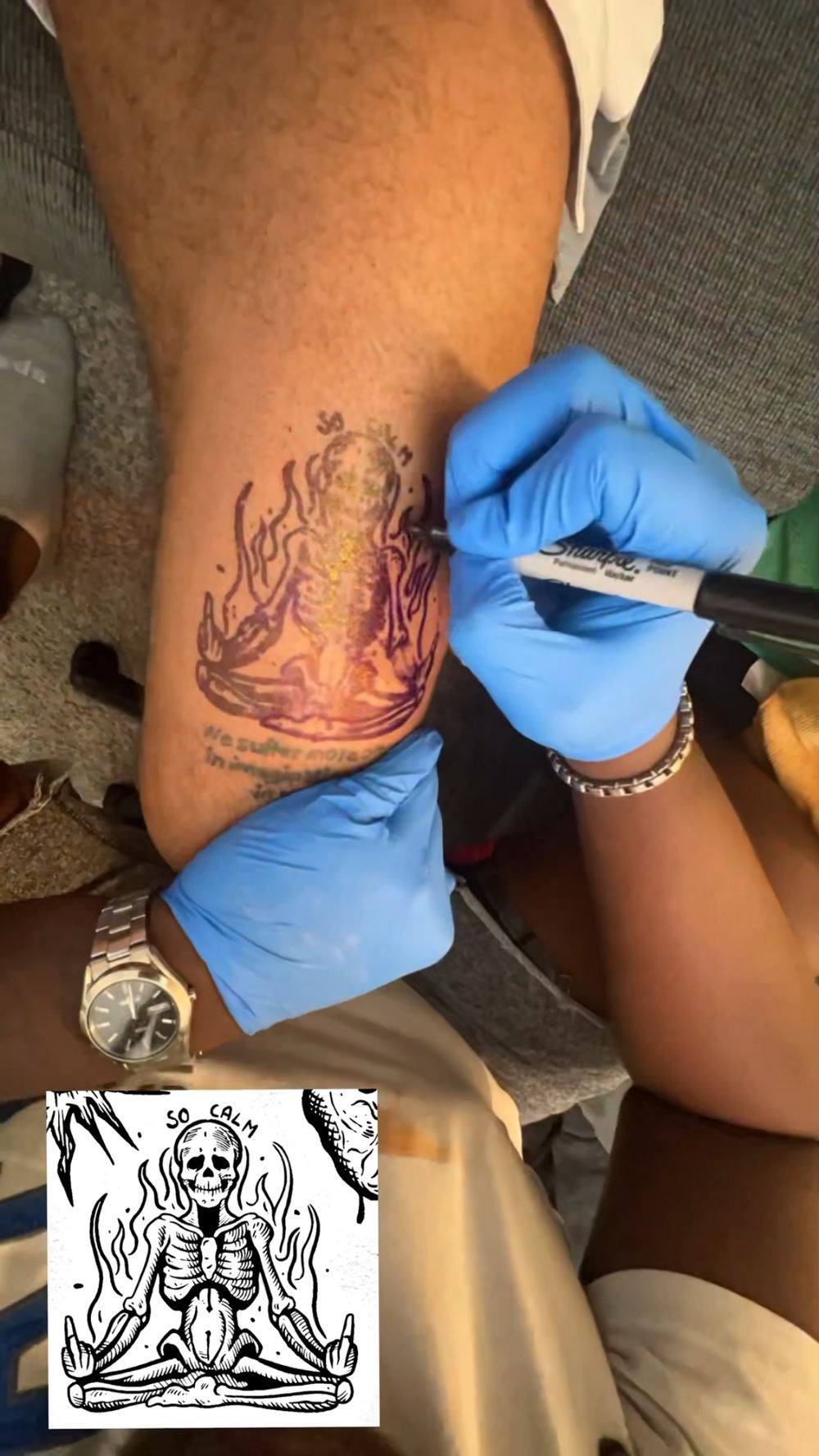 Tattoo touch up in progress